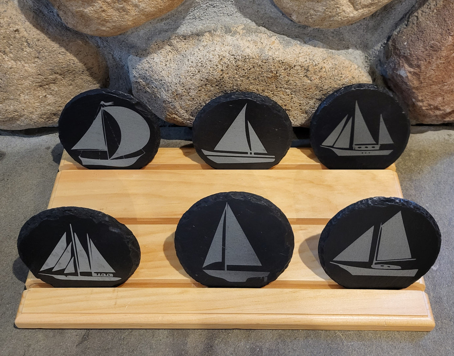Laser Engraved - 4" Slate Coasters - Sets of Six