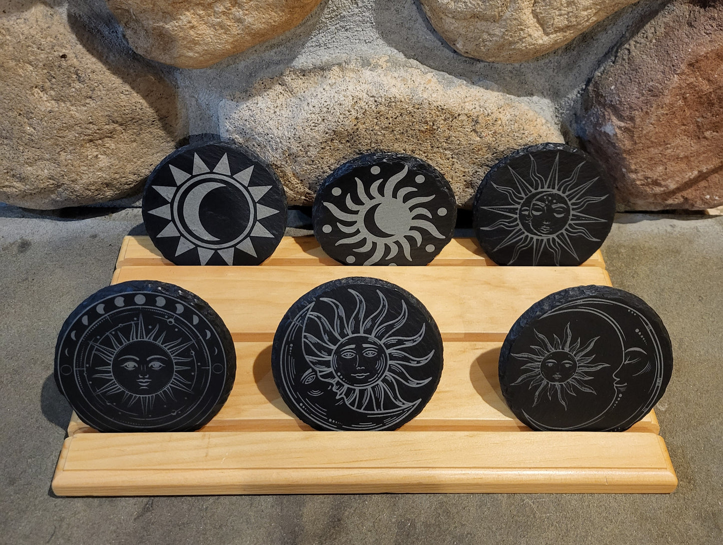 Laser Engraved - 4" Slate Coasters - Sets of Six