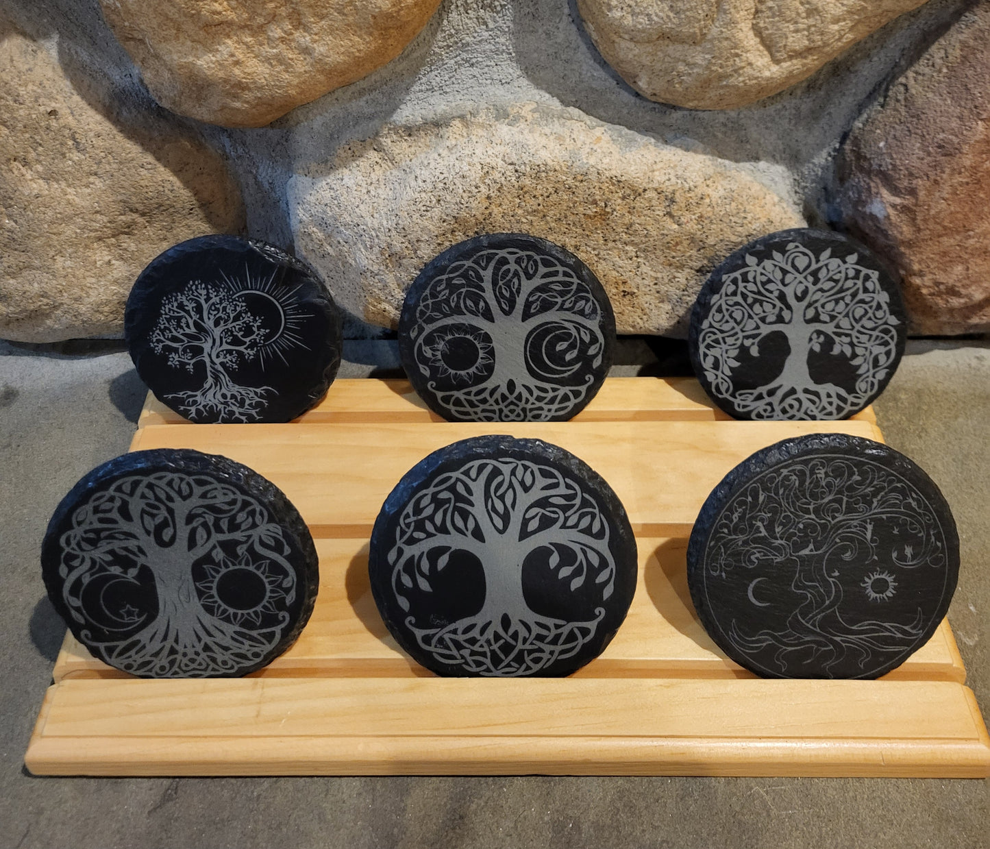 Laser Engraved - 4" Slate Coasters - Sets of Six