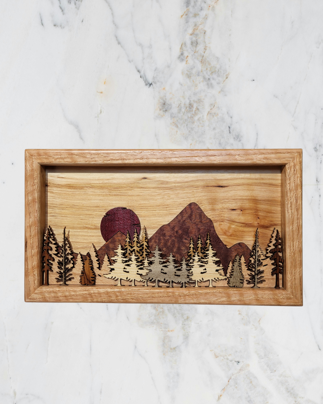Mountain Wall Hanging with Layered Trees - Home Decore