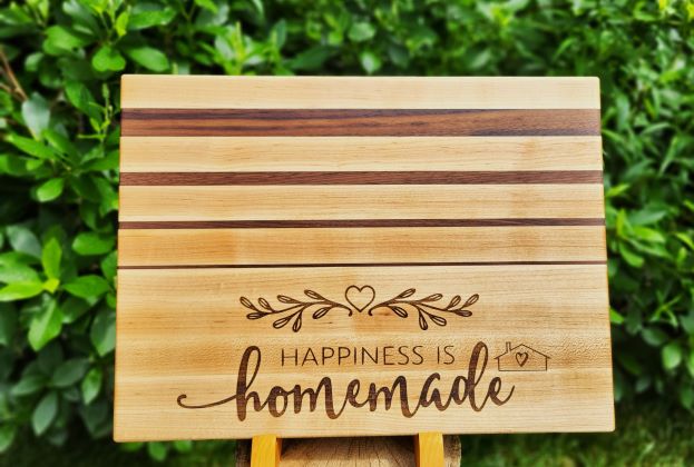 Maple Edge Grain Cutting Board - Happiness