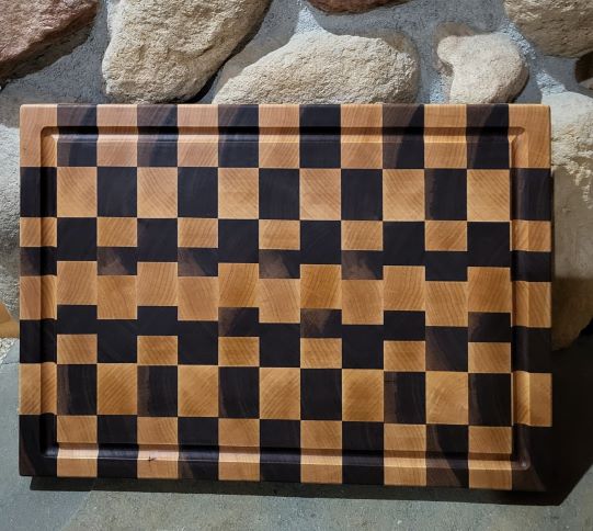 Maple and Walnut End-Grain Cutting Board
