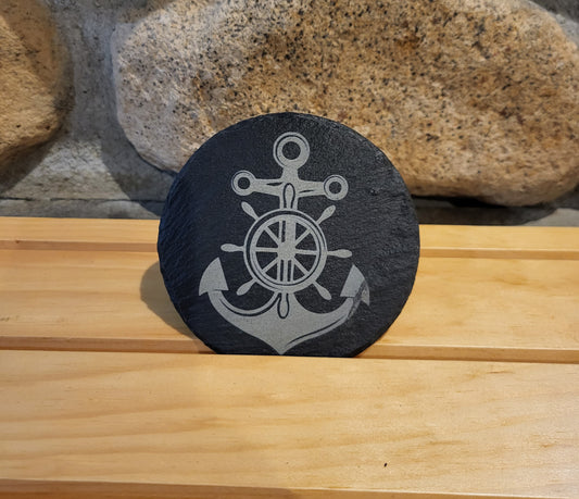 Indiviual Laser Engraved - 4" Slate Coasters - Maritime